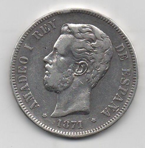 AMADEO I DEL AÑO 1871* 71 DE 5 PESETAS